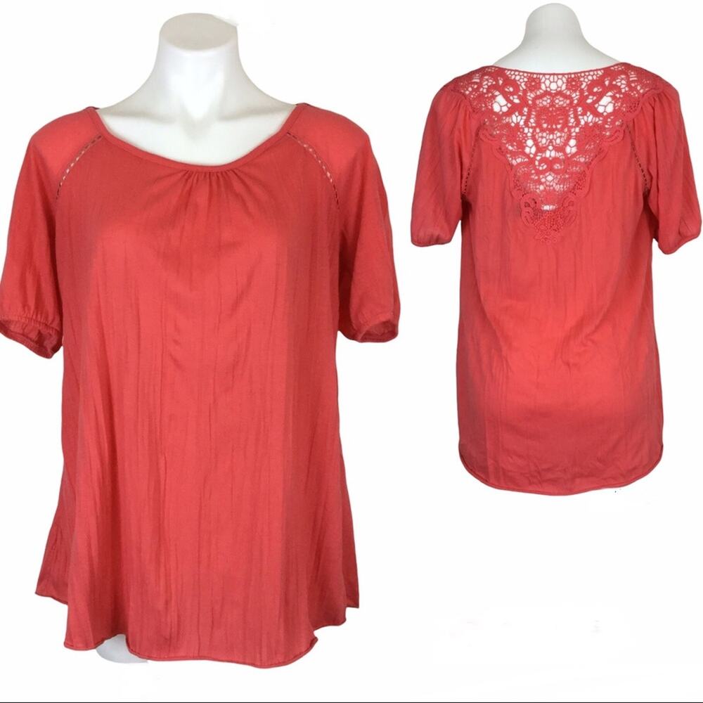 French Laundry Pink Coral Top Blouse Medium